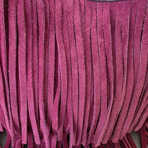 Rebecca Minkoff Burgandy Suede Fringe Crossbody Bag - Picture 2 of 10